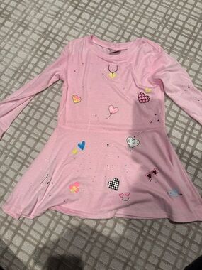 Firehouse Pink Heart Print Long Sleeve Dress